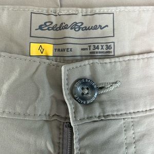 Eddie Bauer Travex Pants Mens 34x36 Khaki Outdoor Nylon Stretch Performance